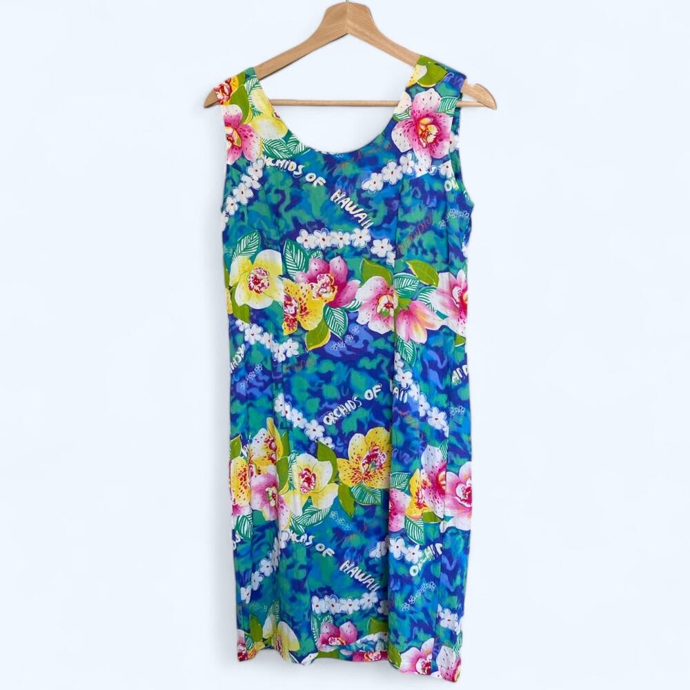 Jams World Orchids of Hawaii Floral Sleeveless Sheath Dress 7 Resortwear Beachy